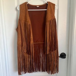 Fringe Vest Faux Leather NOT Free People, but brandless